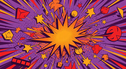 comic style 2d illustration explosion background 