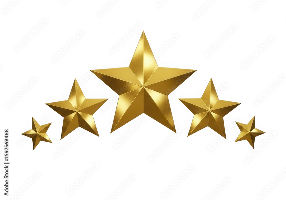 Poster golden five stars rating element graphic design isolated on transparent background