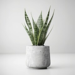 Modern Snake Plant in Clean White Pot for Interior Design