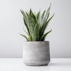 Modern Snake Plant in Clean White Pot for Interior Design