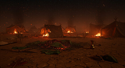 camp fire at night