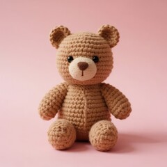 Obraz premium cute brown knitted doll