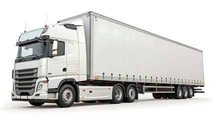 truck with trailer seen from the side png isolated on transparent background