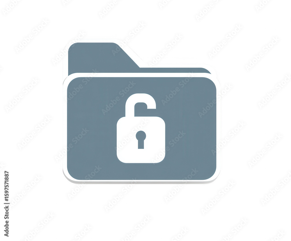 Aufkleber open padlock icon on a folder symbol isolated on transparent background