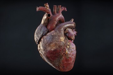 Detailed 3D model of a rusted heart