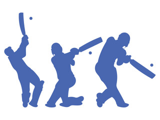 Cricket Batsman Silhouette Vector. Cricket Player Vector Illustration. Cricket player art