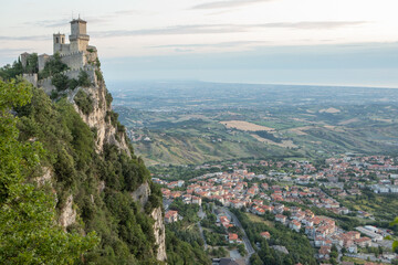 Scenic View of San Marino – Historic Architecture and Mountain Landscape. One of the smallest countries in the world, located in the heart of Italy.