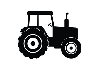 Obraz premium Tractor silhouette black vector white background