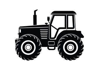 Obraz premium Tractor silhouette black vector white background