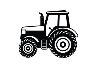 Obraz premium Tractor silhouette black vector white background