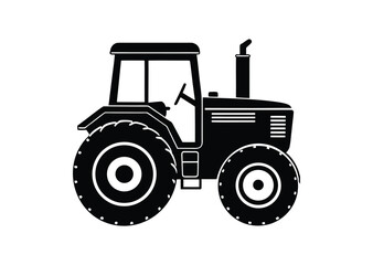 Obraz premium Tractor silhouette black vector white background