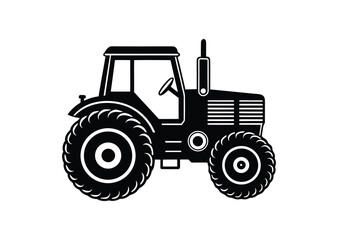Obraz premium Tractor silhouette black vector white background