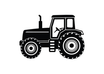 Obraz premium Tractor silhouette black vector white background