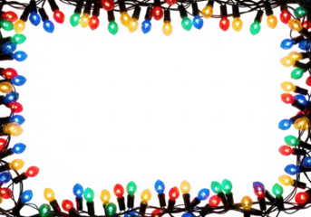 Festive christmas lights border decoration isolated on transparent background