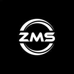 ZMS letter logo design with black background in illustrator, vector logo modern alphabet font overlap style. calligraphy designs for logo, Poster, Invitation, etc.
