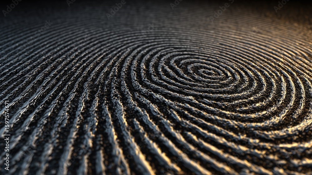 Poster exploration of biometric patterns through detailed fingerprint design and textural elements