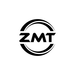 ZMT letter logo design with white background in illustrator, vector logo modern alphabet font overlap style. calligraphy designs for logo, Poster, Invitation, etc.