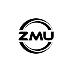 ZMU letter logo design with white background in illustrator, vector logo modern alphabet font overlap style. calligraphy designs for logo, Poster, Invitation, etc.