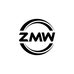 ZMW letter logo design with white background in illustrator, vector logo modern alphabet font overlap style. calligraphy designs for logo, Poster, Invitation, etc.