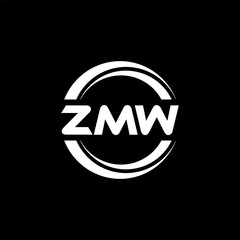 ZMW letter logo design with black background in illustrator, vector logo modern alphabet font overlap style. calligraphy designs for logo, Poster, Invitation, etc.