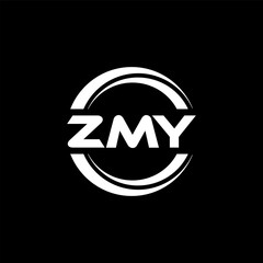 ZMY letter logo design with black background in illustrator, vector logo modern alphabet font overlap style. calligraphy designs for logo, Poster, Invitation, etc.