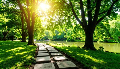 Obraz premium pathway in the park at the morning