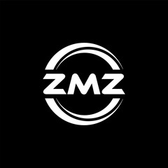 ZMZ letter logo design with black background in illustrator, vector logo modern alphabet font overlap style. calligraphy designs for logo, Poster, Invitation, etc.