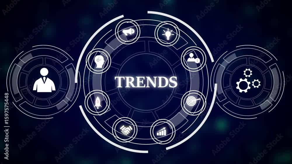 Poster abstract business technology h u d interface circular design elements network connections growth. bu