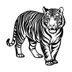 Fototapeta premium Vibrant tiger vector illustration on a clean white background, showcasing its powerful and majestic presence
