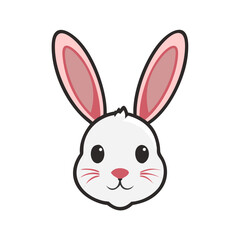 Fototapeta premium Cute cartoon rabbit face illustration on white background 