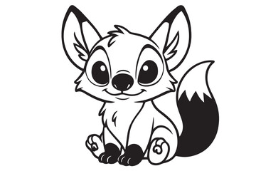 Fototapeta premium A minimalist black and white vector of a squirrel, featuring bold black outlines that define its playful pose and soft, bushy tail.