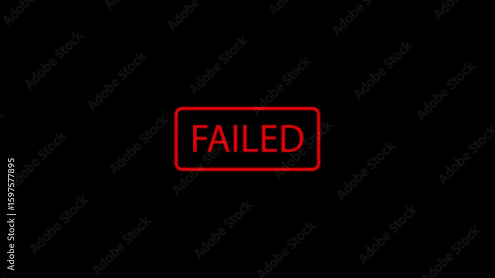 Fototapete red failed stamp animation loop black background alert error message. red failed stamp alert animati