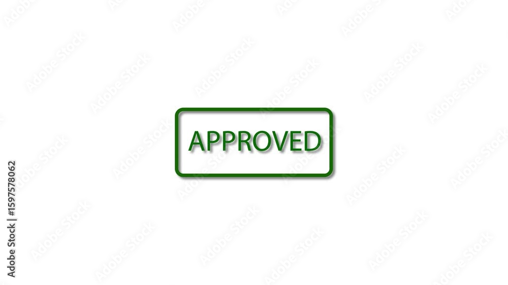 Poster green approved stamp animation loop seamless with checkmark confirmation and positive feedback desig