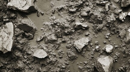 Mud and rocks