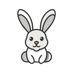 Fototapeta premium Adorable cartoon sitting rabbit illustration with gray and white colors 