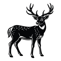 Obraz premium A captivating deer silhouette vector illustration featuring a striking deer head silhouette