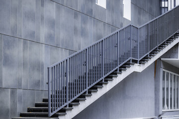 urban construction concrete metallic materials inside wall space and stair along it perspective...