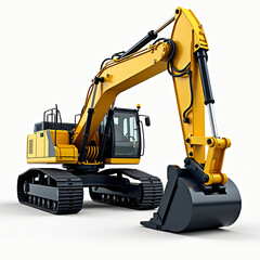 Photo 3d render track excavator jpg isolated on white backgroun