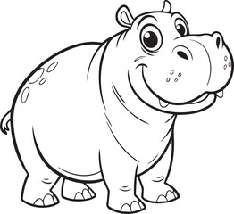 Vector art of a cheerful cartoon hippo with a friendly smile isolated on white background
