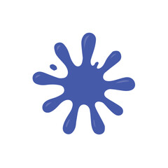 Vector illustration of a vibrant blue splash on a plain white wall, highlighting motion and color with minimal background and clean design elements.