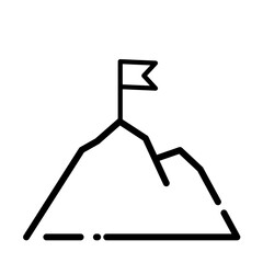 mountain with flag - vector icon