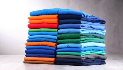 Stacked colorful t-shirts