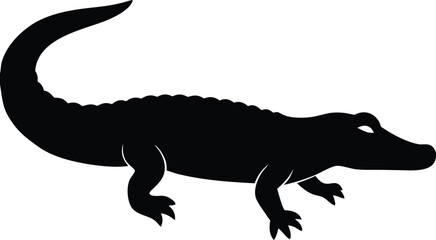 Alligator Silhouette Vector Art Illustration