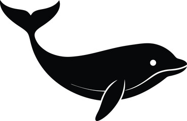 Blue Whale Silhouette Vector Art Illustration