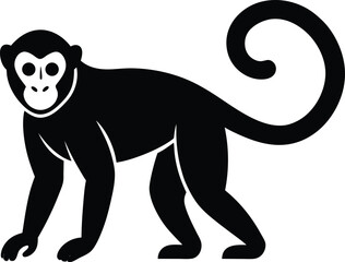 Capuchin Monkey Silhouette Vector Art Illustration