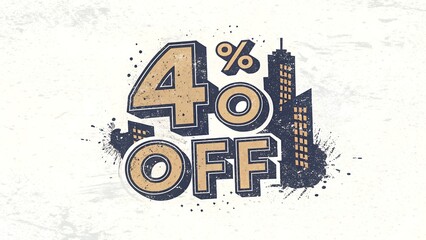 Announcing forty percent off sale discount promo in urban city background