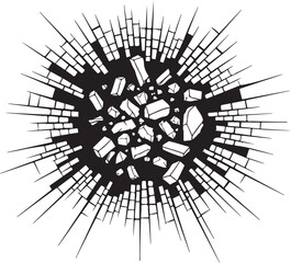 Vector art of an image of shattered glass isolated on white background