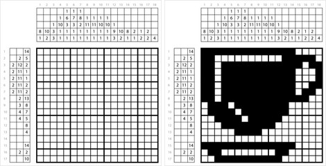 Coffee Cup Icon Nonogram Pixel Art M_2302001