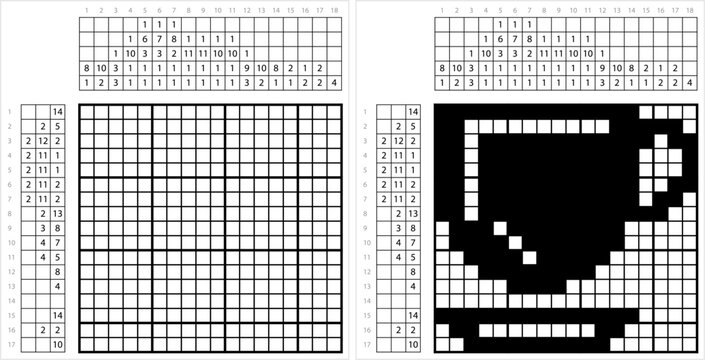 Coffee Cup Icon Nonogram Pixel Art M_2302001