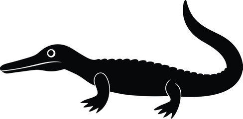 Gharial crocodile species silhouette vector art illustration